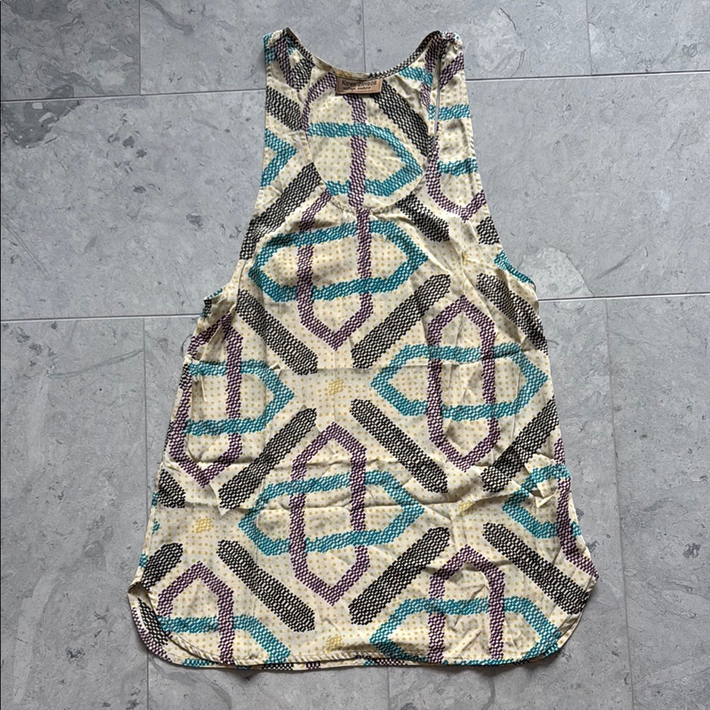 Karen Zambos Geometric Patterned Sleeveless Dress sz L